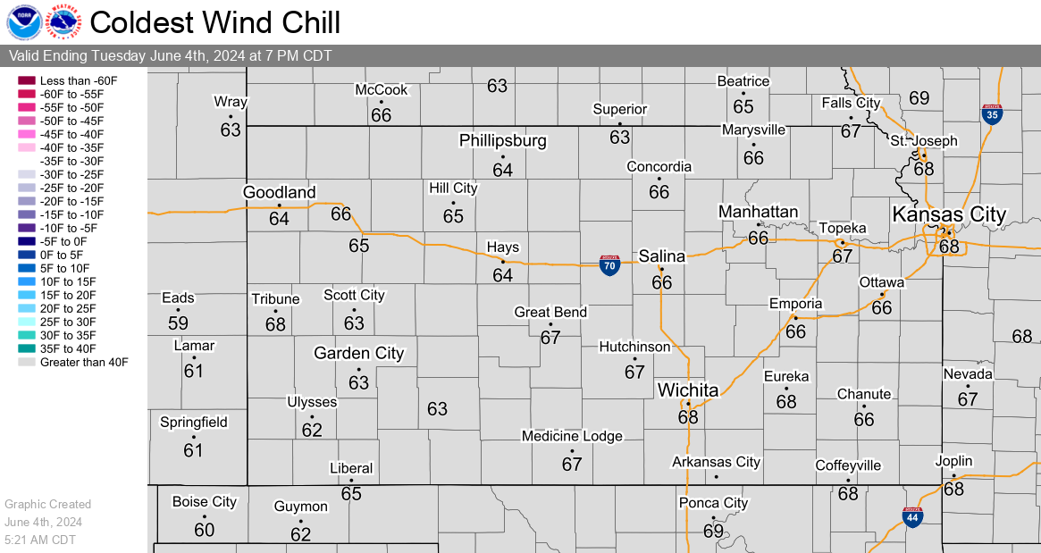 Today's Coldest Wind Chills