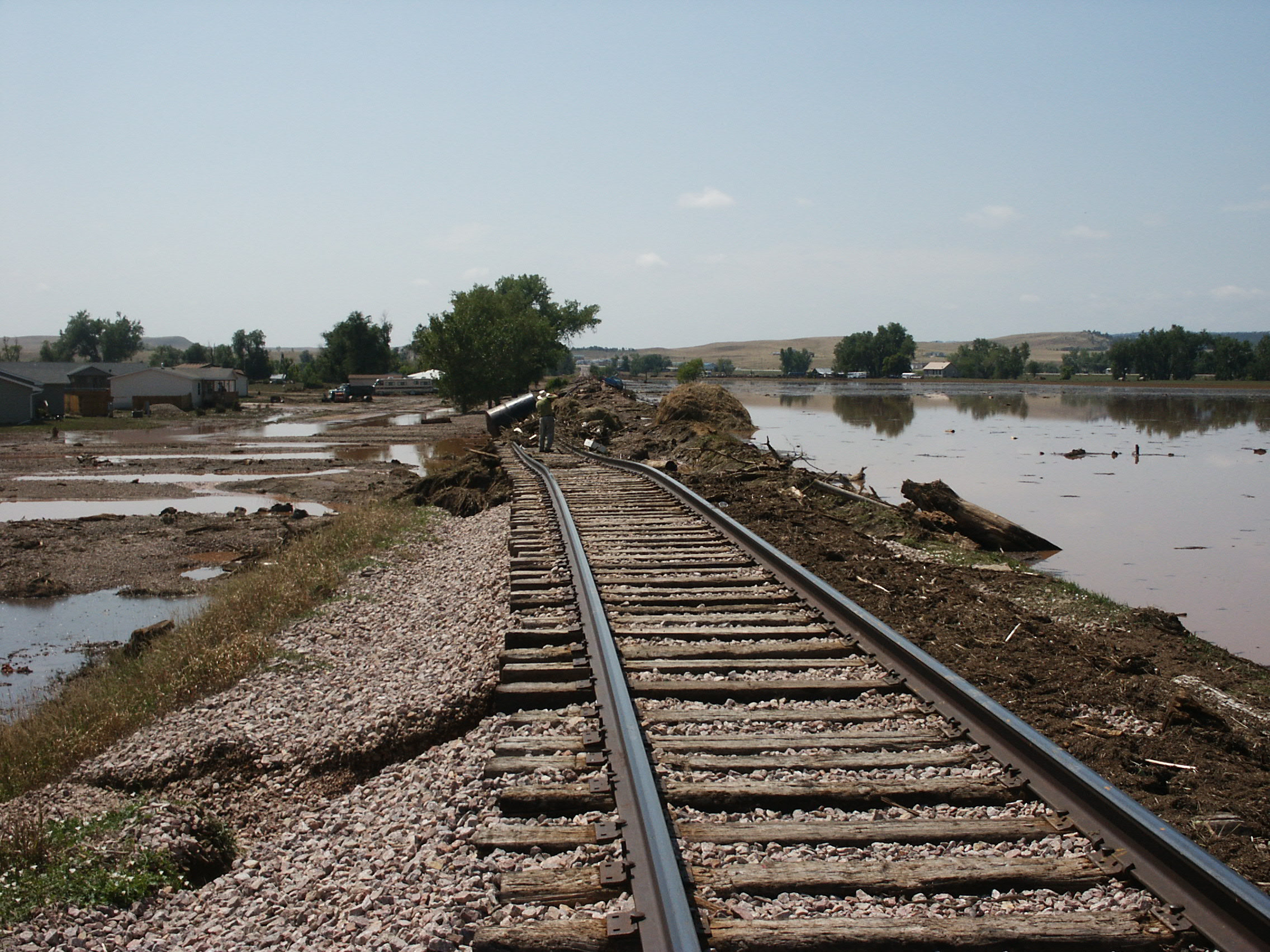 Failure of the railroad bed south of Hermosa