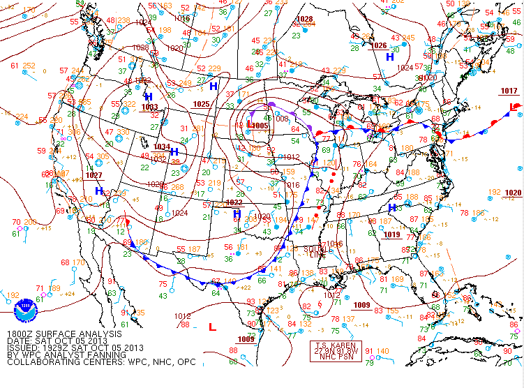October 5, 2013 18z Surface Map