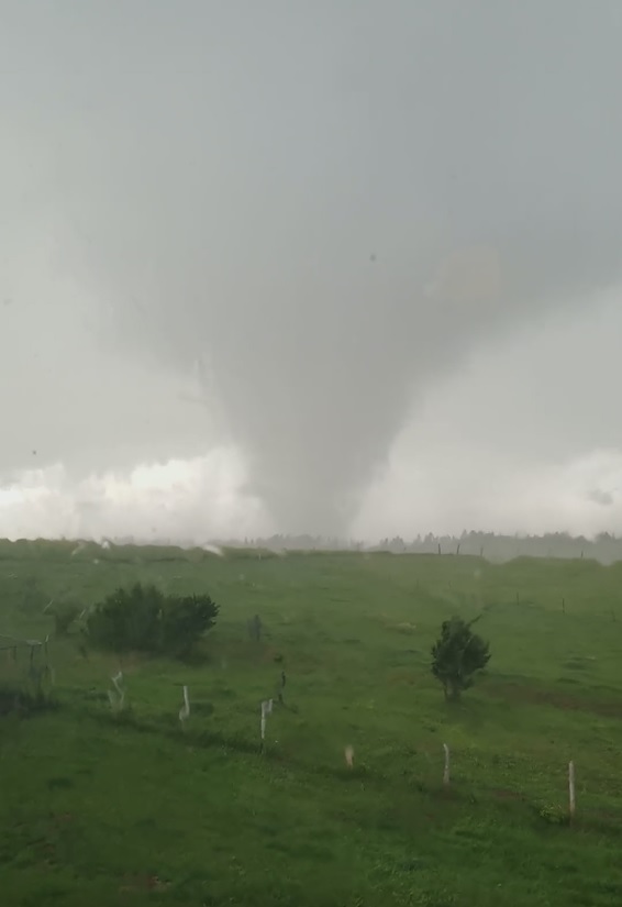 Screen capture from video of tornado west of Four Corners, Wyoming