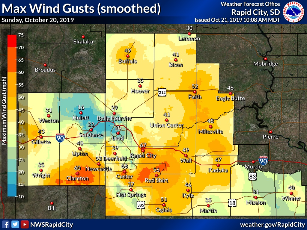 Wind gust map