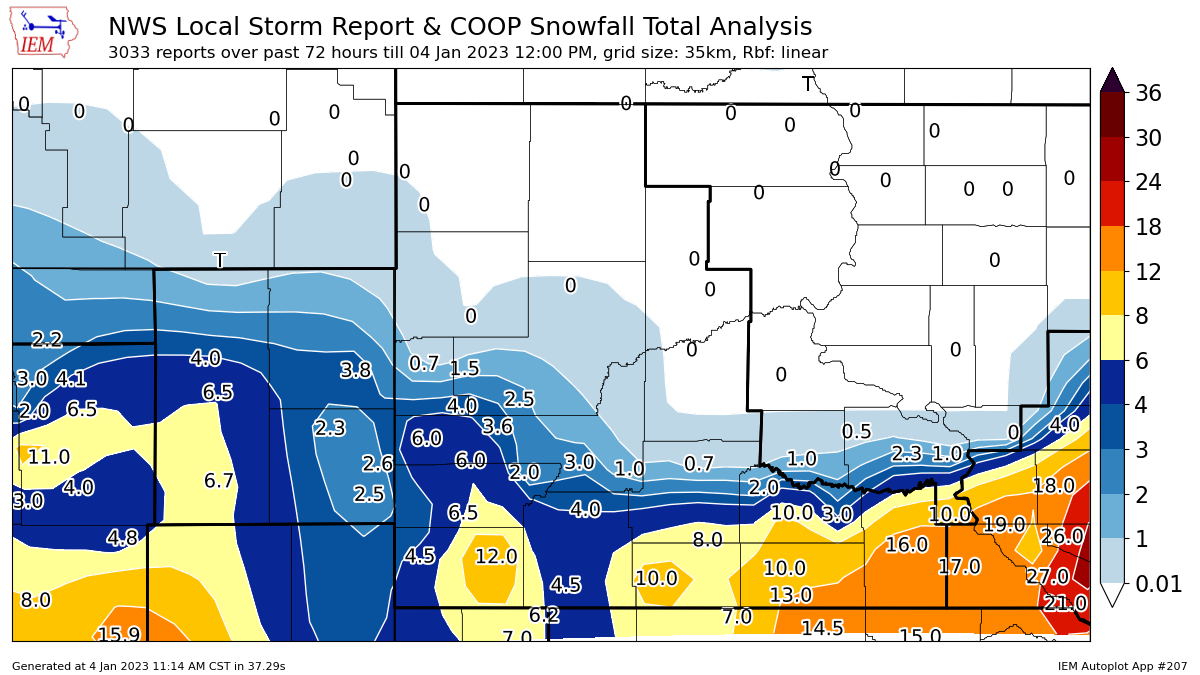 Storm Total Snow Map