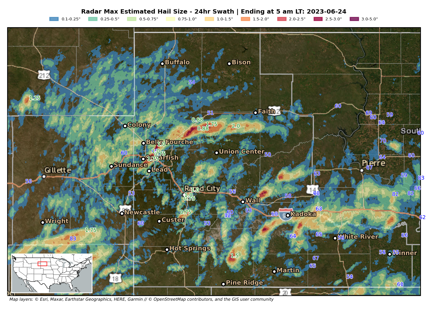 Max Estimated Size of Hail (radar based)