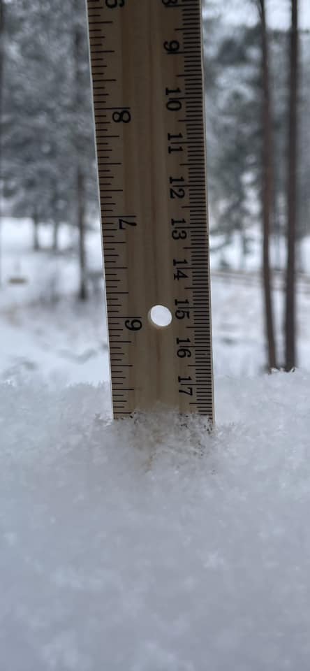 Ruler measuring snow depth