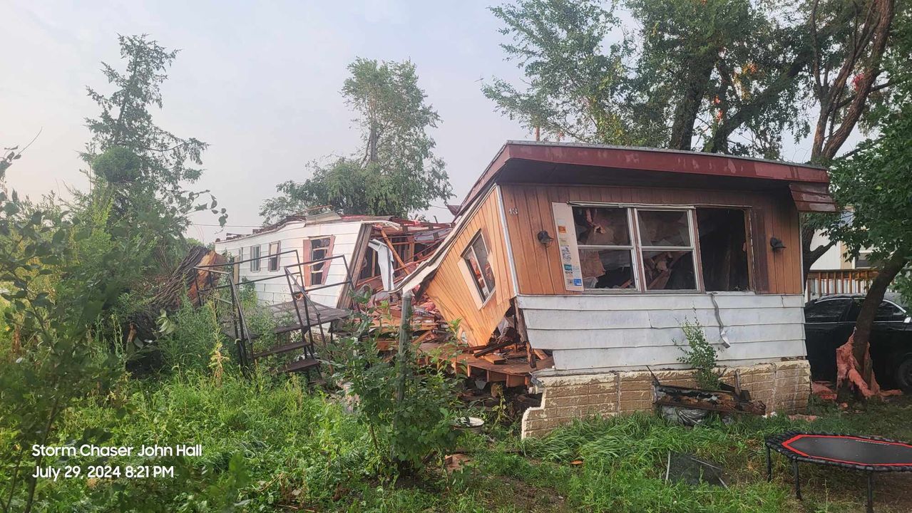 Damaged trailer home