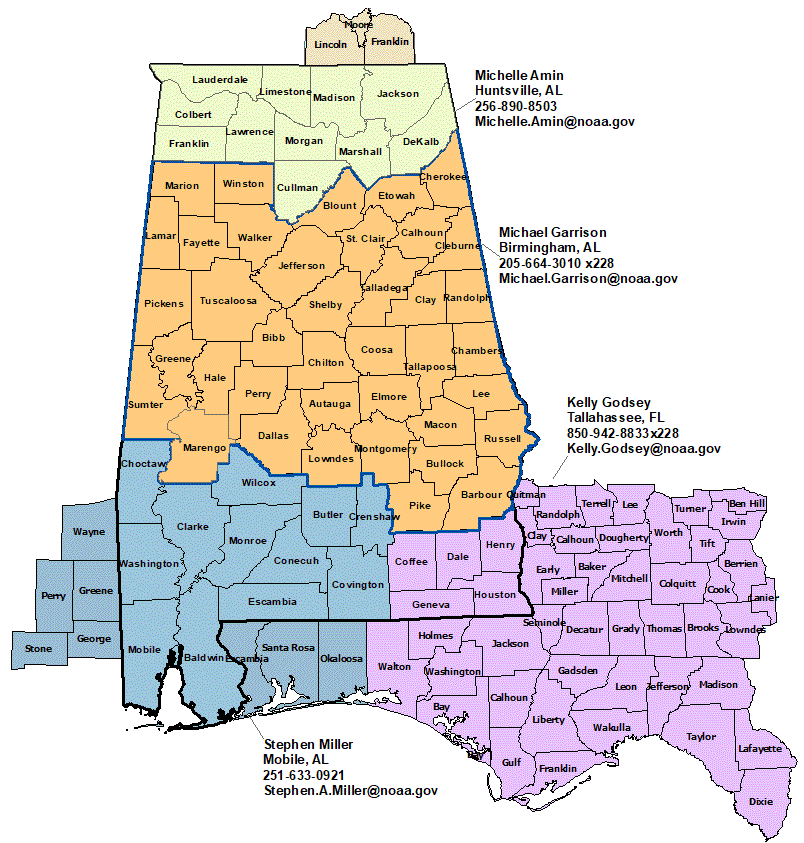 Alabama StormReady Contact map