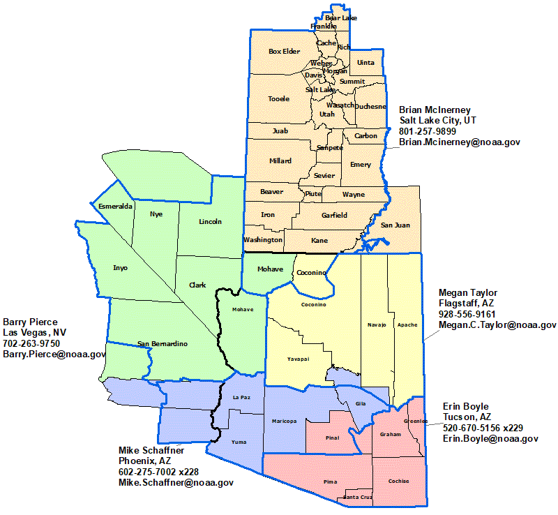 Arizona StormReady contact map.  