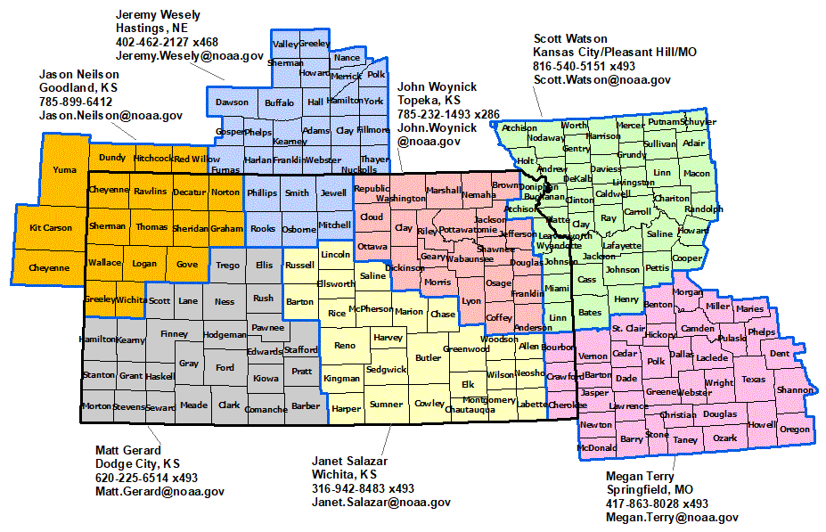 Kansas StormReady contact map