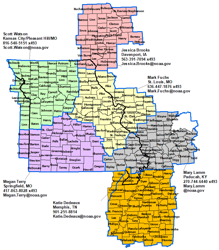 Missouri StormReady Contact map