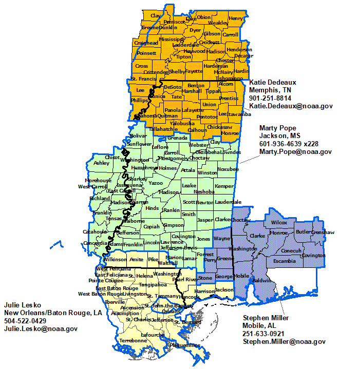 Mississippi StormReady Contact map