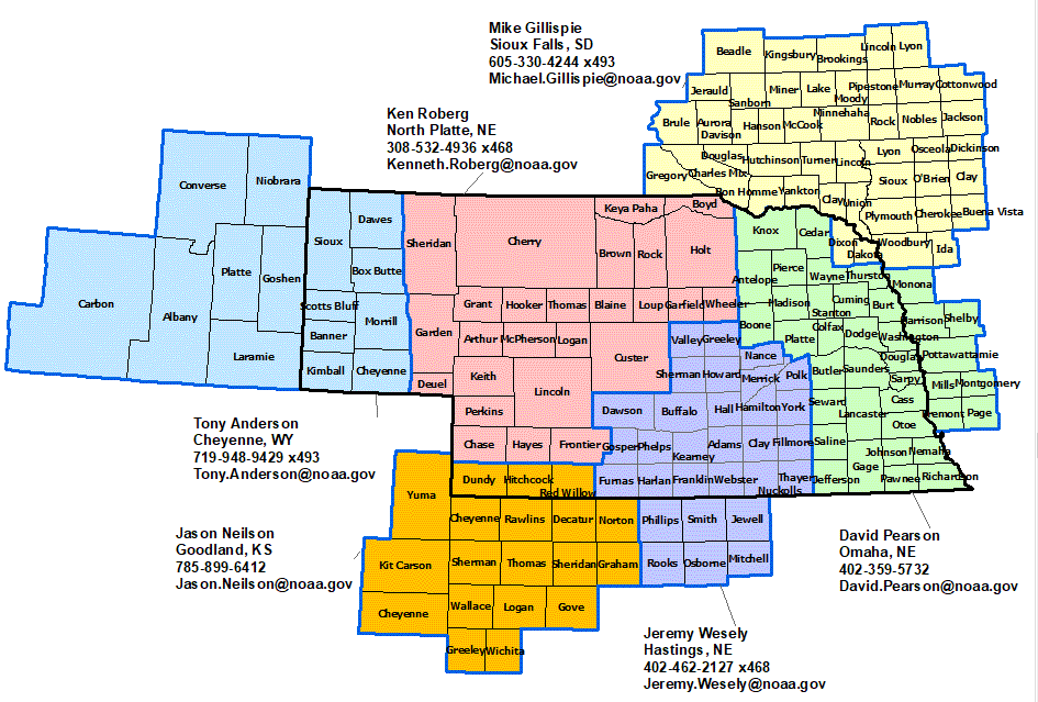 Nebraska hydrologic Contact map