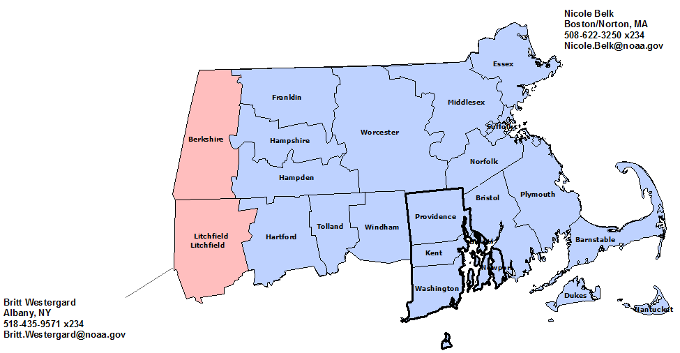 Rhode Island StormReady Contact map