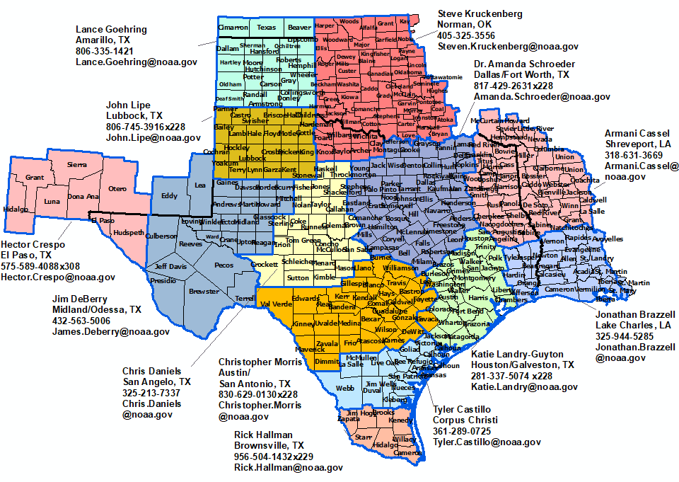 Texas Hydrologic Contact map