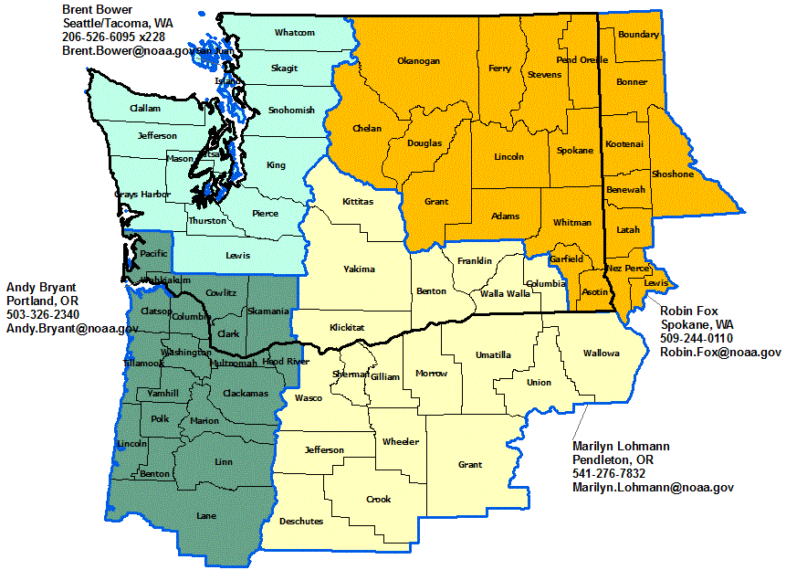 Washington hydrologic Contact map