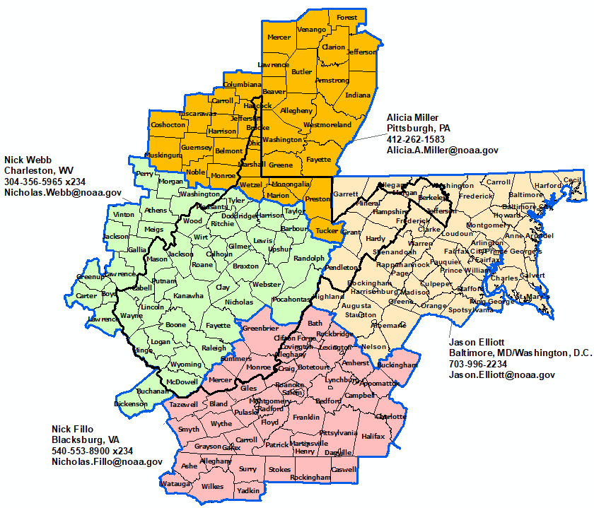 West Virginia StormReady Contact map