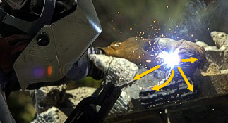 Welding iron is transfering heat by conduction