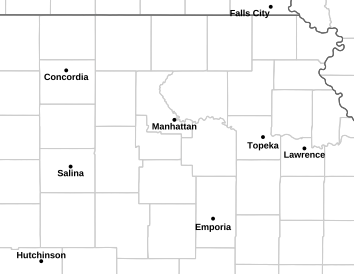 Current weather hazards map for Burlington, KS and the surrounding area